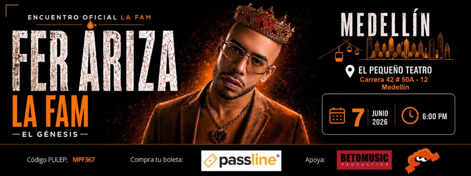 LA FAM GENESIS — Medellín — El Pequeño Teatro — Domingo 4 de octubre · 6:00 PM